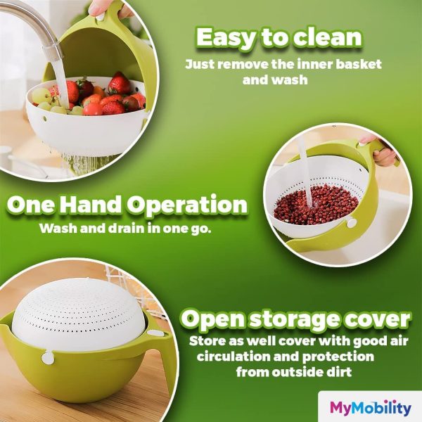 2 In 1 Vegetable Strainer Plastic Colander Strainer  Draining