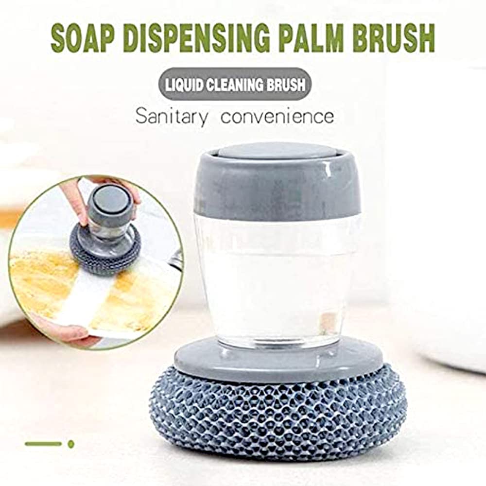 Kitchen Soap Dispenser Scrubber Steel Wire Head Dish Washing Scrubber for Pot Pan Kitchen Sink Cleaning