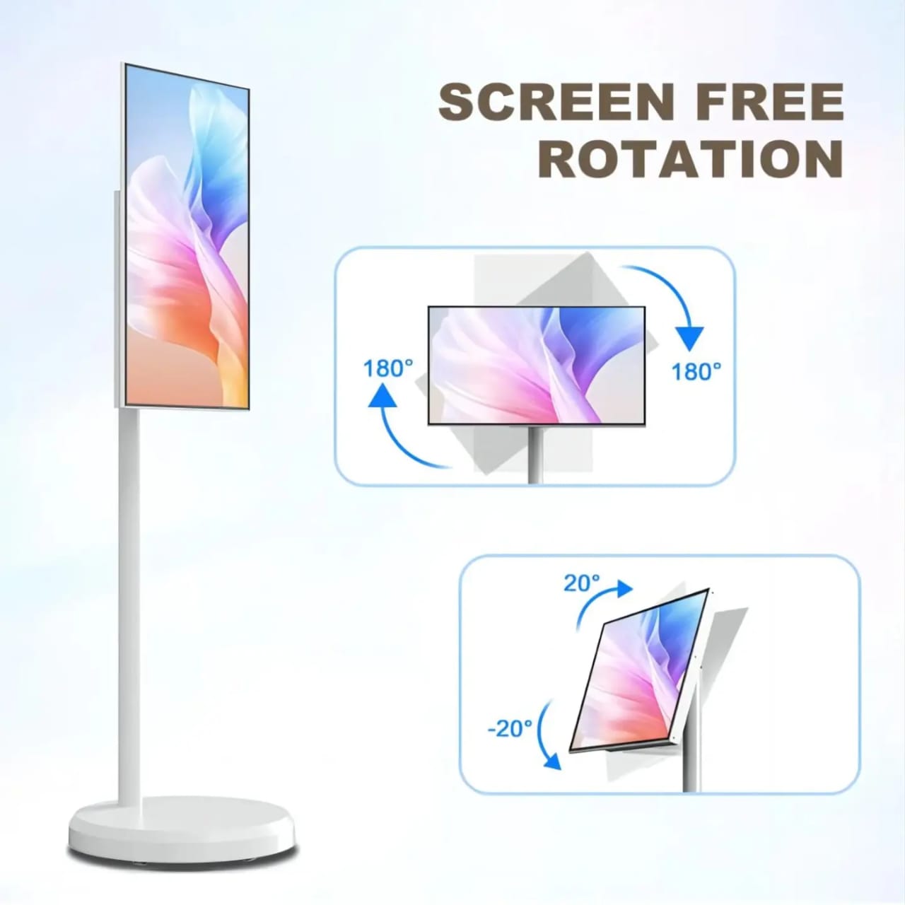 22 Inch Floor Stand Smart TV Android Touch Screen Vertical & Landscape Eye Care